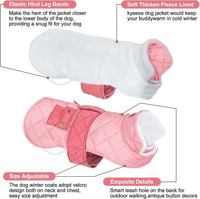 KYEESE Waterproof & Windproof Dog Coat for Large Dogs Puffer Jacket