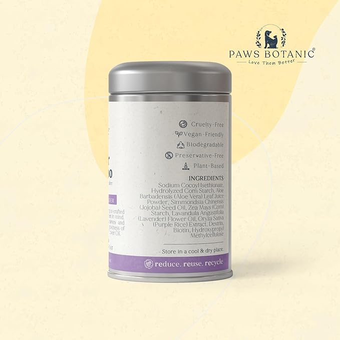Water-Activated Dog Shampoo, Powder Shampoo for Dogs, Regular Skin & Coat, 3.5 oz with Bamboo Spoon (Calming Lavender)