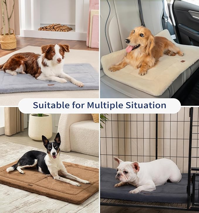 MADE 4 PETS Dog Crate Pad Washable Dog Bed for Medium Large Dogs, 35"x23" | Washable & Reversible, Anti-Slip Kennel Mat for Cozy Sleeping, Soft Fluffy Dog Bed for Indoor & Outdoor Use, Gray
