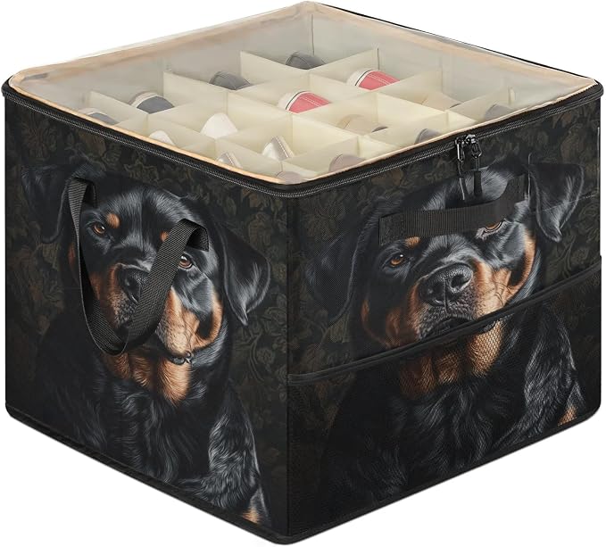 TropicalLife Funny Bernese Dog Shoe Organizer for Closet | Foldable Shoe Storage Organizer Box Bin with Adjustable Dividers and Clear Cover, Fits up to 16-32 Pairs