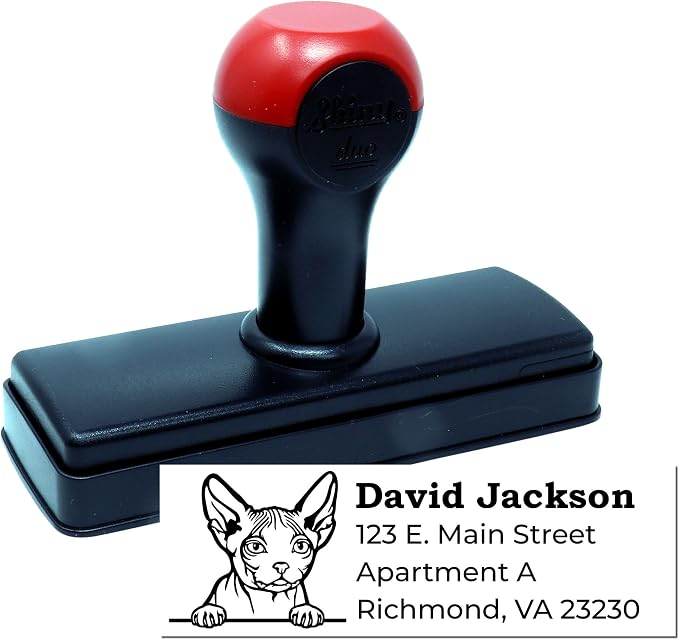 Minskin Duo Hand Stamp, Cat Return Address Stamp, Custom Cat Invitation Stamper for Crafters, Parents, Envelopes, and Cards