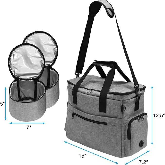MYDAYS Dog Travel Bag, Pet Luggage Suitcase, Weekend Tote Carrier with Collapsible Bowl (Gray)
