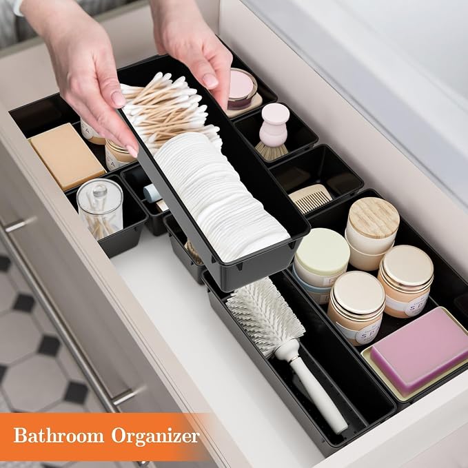 SpaceHacks 25 PCS Plastic Drawer Organizer, 4-Size Versatile Organizer Trays & storage Bins