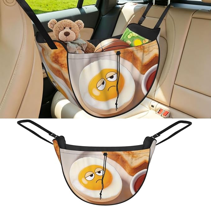 Egg Rolling Eyes Car Seat Organizer-Backseat Storage Bag for Travel | Waterproof Durable. Holds Snacks Gear Essentials. Fits Most Cars.