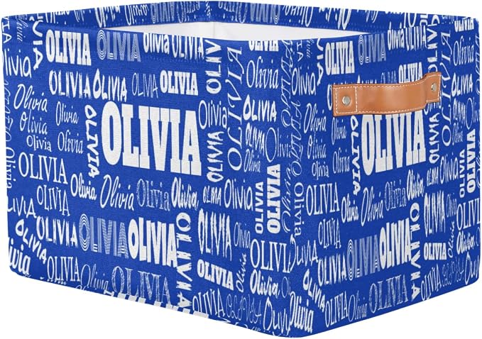 Personalized Kids Toy Box Storage Basket with Name, Royal Blue | Organizing Boys Girls Pets Toys Closet Shelf Clothes Books