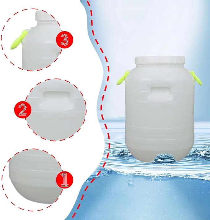 Pp Bucket with Lid Food Storage Container for Pantry Supplies Storage Bin for Pet Food Kitchen Indoor Outdoor, 25 L Round S Opening