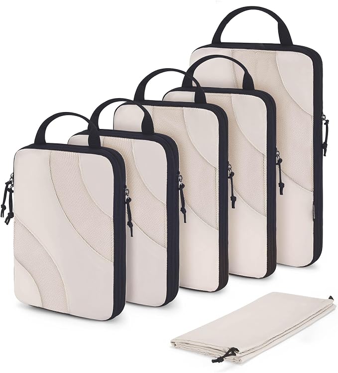 BAGSMART Compression Packing Cubes for Travel | Lightweight suitcase organizers bag set, space-saving double zipper expansion for carry-on luggage & travel organization