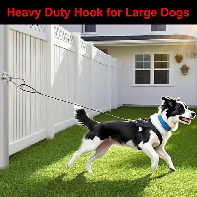 2 Pack Secure Dog Leash Parking Indoor Outdoor, Heavy Duty Stainless Steel Wall-Mounted Holder Tie Out Use, Perfect for Small, Medium & Large Dogs in Yards, Picnics & Camping HTNLNF