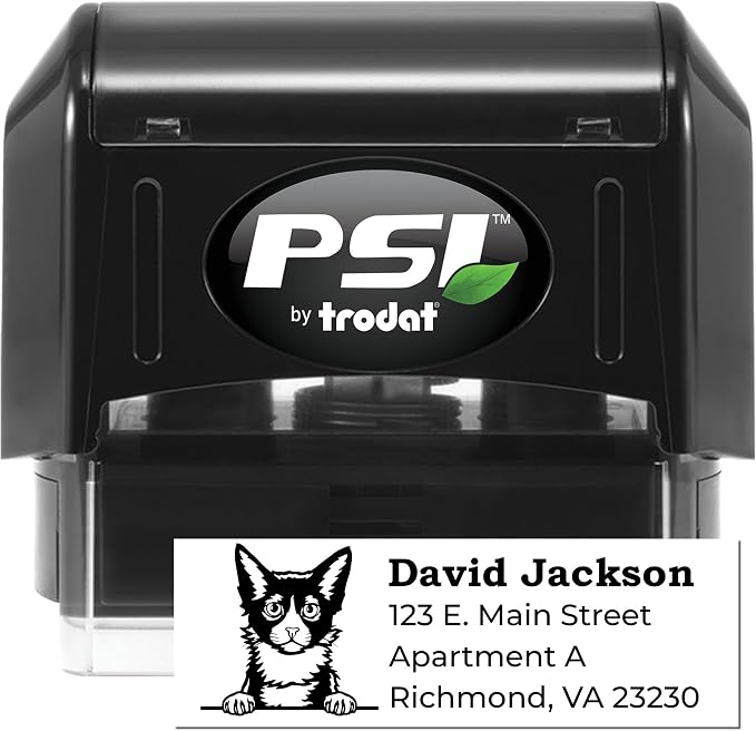 Personalized LaPerm Cat Address Stamp for Business & Home | Custom Self-Inking Return Address Stamper | Handcrafted Rubber Feline Design Mail Labeling Tool | Unique Pet Lover Gift 7/8 x 2-1/4