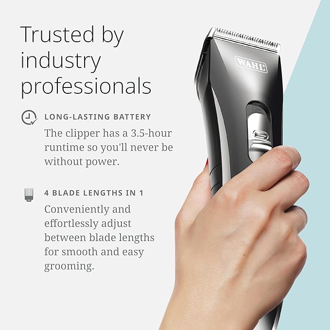 Wahl Pro Animal Smart Clip - Effortless at-Home Grooming - Cordless Clipper with LCD Screen - Rechargeable Battery - Supports Adjustable Cutting Length - Quiet Grooming Tool