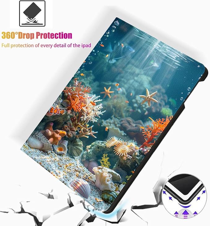 for Microsoft Surface Pro 8-13" 2021 Tablet Case,Auto Wake/Sleep,Adjustable Stand Protective Cover - Underwater World