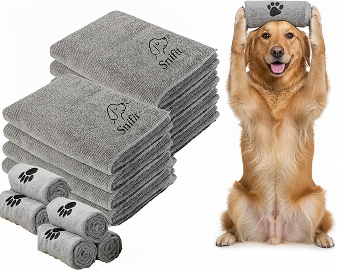 Dog Towel Keeps Your Pet Cozy After Every Use – Microfiber Towels for Drying Dogs & Cats – Quick & Efficient Grooming Gray Towel for Outdoor Play – Gently Dries Your Pet’s Fur 23.6X39.4in l Large 5PK