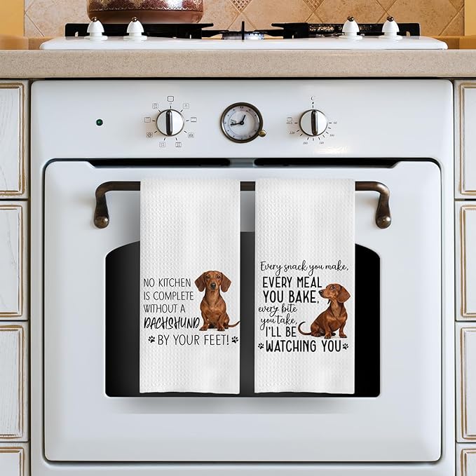 Dachshund Dog Kitchen Towels Set - Dachshund Gifts for Dogs Lovers Women, Dog Hand Towels Dish Towels Decor, 16x24 Inch,Set of 2