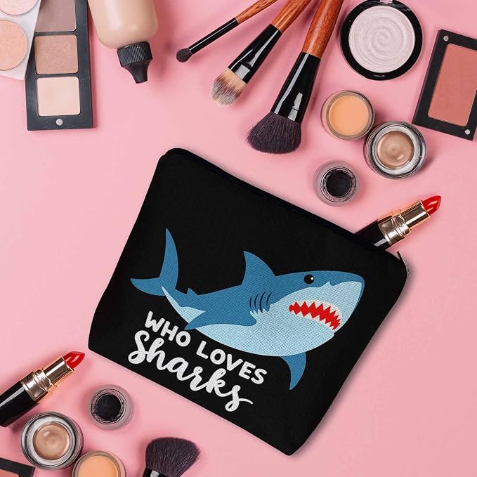 Shark Cosmetic Bags For Women, Sea Animal Sharks Who Loves Shark Roomy Makeup Bag Toiletry Bag Accessories Organizer Storage Bags Makeup Pouch For Travel Business Gym Camping Bathroom