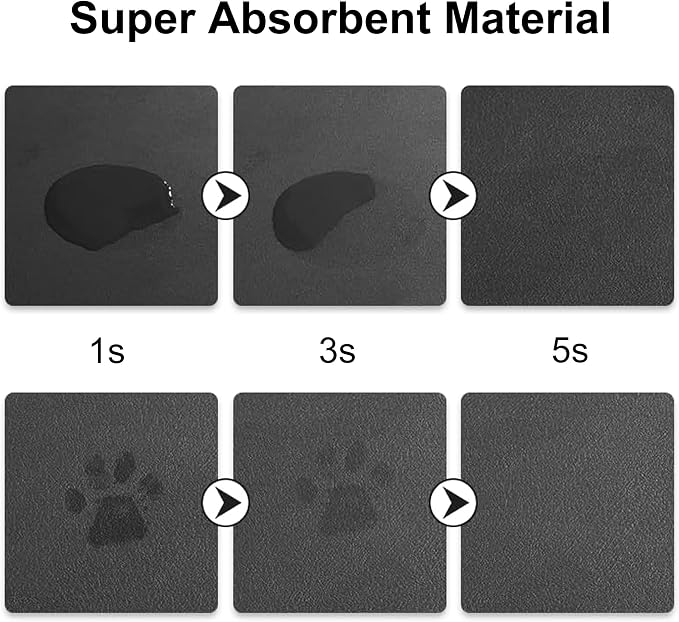 YCT Cat Food Mat for Pet Dog Feeting Mats, Cat Mat for Food and Water, Non-Slip Super Absorbent, with Multiple cat Heads Logo，18.1 x 11.8 inches, Dark Grey (Pack of 2)