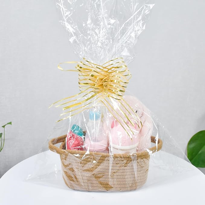 ABenkle Small Storage Basket, Mini Cotton Rope Woven Basket, Cute Boho Decorative Toy Storage Bin
