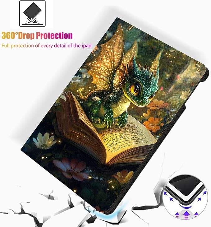 for Microsoft Surface Pro 7 Plus,Surface Pro 7/6/5/4 12.3" Tablet Case,Auto Wake/Sleep,Adjustable Stand Protective Cover - Fantasy Dragon