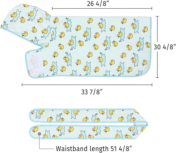 HDE Dog Bathrobe Super Absorbent Quick Drying Puppy Towel Wrap Coat Adjustable After Bath Robes with Hood for Dog Sizes S-XXL Rubber Duck Puddles XL