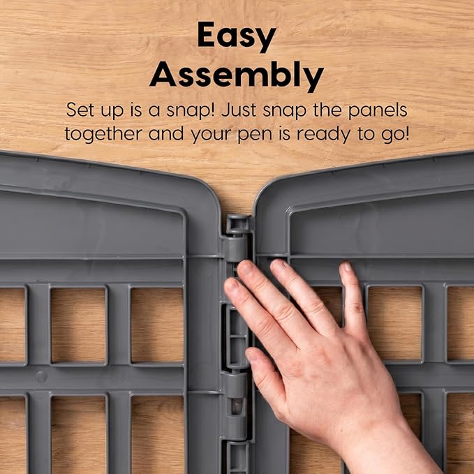 IRIS USA 4-Panel Dog Playpen, Pet Enclosure, Dark Gray | Heavy Duty Plastic, Puppy Training, Indoor Outdoor, Portable, Foldable, Multiple Pets