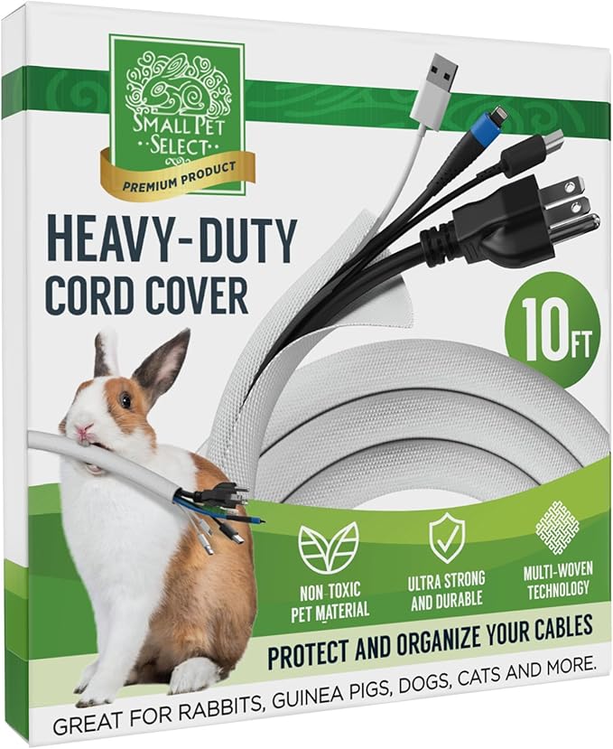 Small Pet Select Heavy Duty Cord Cover, Cable Protector, White, 10 ft | Ultra-Durable Wire & Cord Protector, Cord Management, Chew-Resistant, For Rabbits, Dogs, Cats & Small Pets