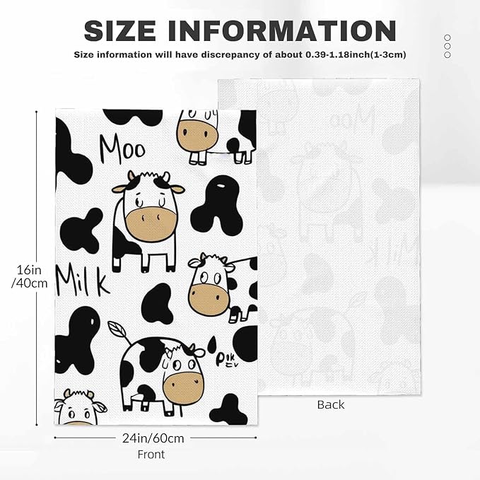 Cow 2Pcs Kitchen Towels Milk Black White Cow Print 16X24 Inch Ultra Soft Tea Towel Super Absorbent Terry Dish Towels for Kitchen Linens