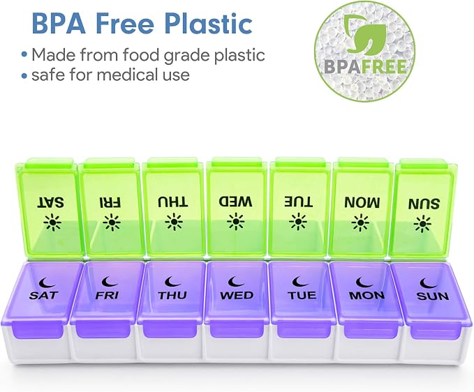 DANYING Large Pill Organizer 2 Times a Day, Weekly Pill Box 2 Per Day, AM PM Pill Case, Pill Container 7 Day, Vitamin Case Twice a Day