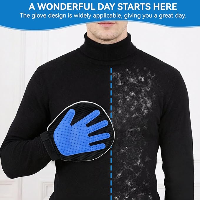 Pet Hair Removal Gloves Dual-Side Electrostatic Hair Removal & Silicone Fur Gentle Deshedding Efficient Brush for Dogs and Cats Reusable Pet Fur Grooming Glove for Couch Rug Clothes