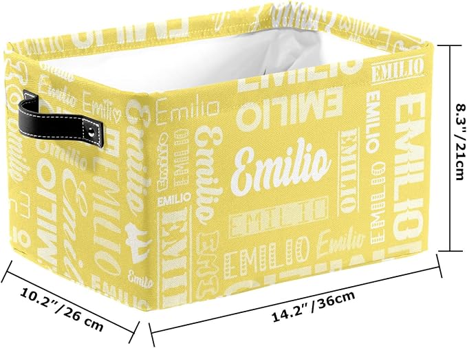 Personalized Toy Box Storage Bins for Boys Girls with Name, Kids Custom Storage Basket Cubes Organizer with Handles, Shelf Closet Storage Baskets Bin Customized Gift, 1 Pack