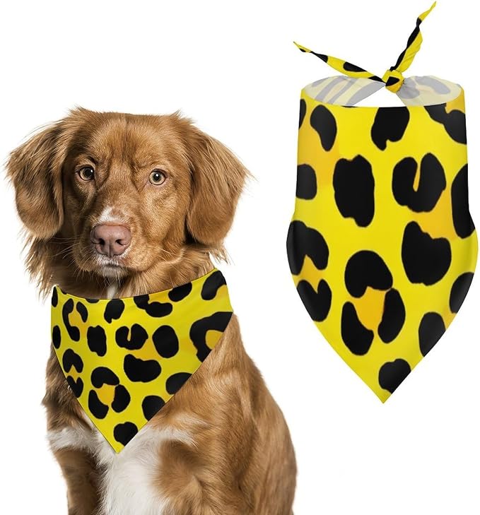 Soft and Lightweight Pet Accessories Scarf Animal Skin Cheetah Leopard Leather Print Yellow for Small, Medium, Large Dogs and Cats Travel, Beach Vacation, Daily Use