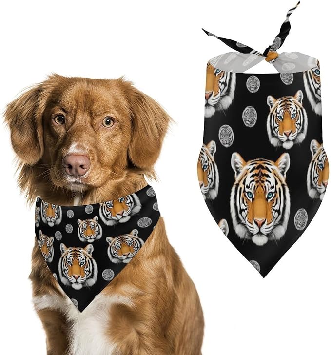 Lightweight and Comfortable Pet Scarves White Tiger Dots Tigers for Dogs Outdoor Activities, Going Out, Daily Use, Casual Fashion Cats Scarf