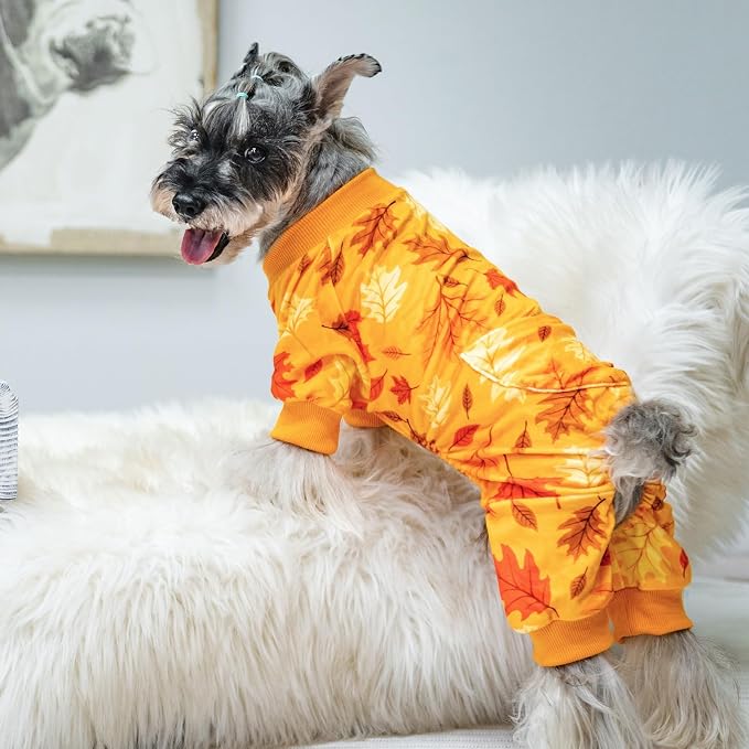 PUPTECK Soft Fleece Dog Pajamas for Small Medium Dogs, Dog Onesie Puppy Sweaters Clothes Jumpsuit Pjs, Cute Jammies Cat Coat Pet Costume Apparel