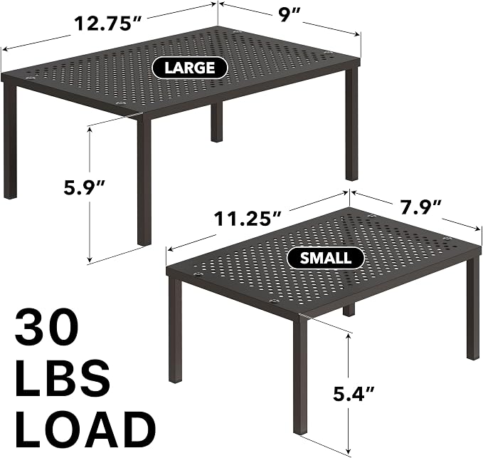 Simple Houseware Cabinet Counter Shelf Organizer w/Steel Surface, Bronze | Expandable & Stackable 9" D x 12.75" W x 5.9" H