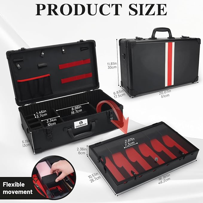 Large Barber Carrying Case, Hairdresser Tool Box Organizer Traveling Case, Portable Travel Barber Suitcase for Hair Stylist Pet Groomer Beauty Salon Makeup Artist