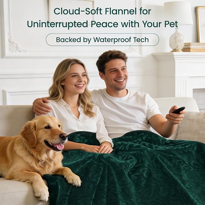LOOBANI Waterproof Blanket for Couch: Soft Flannel Waterproof Dog Blanket with a Storage Bag, Stain & Leak Proof Pet Blanket, Reusable Furniture Protector for Pets Messes, 50" x 60"