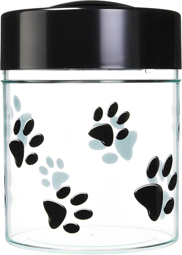 Pawvac Kilovac Airtight Pet Food Container – Multi-Use Vacuum Container for Pet Food and other Dry Goods – 2.5 lbs / 40 oz / 3.8L, Wide-Mouth, Patented Vacuum Seal, Clear with Paws