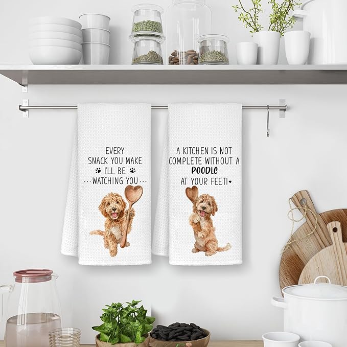 Goldendoodle Dog Kitchen Towels Set of 2,Dog Mom Gifts for Women, Goldendoodle Gifts Hand Towels, Gift for Golden Doodle Lovers Dish Towels Dishcloths Tea Towels for Kitchen, 16x24 Inch