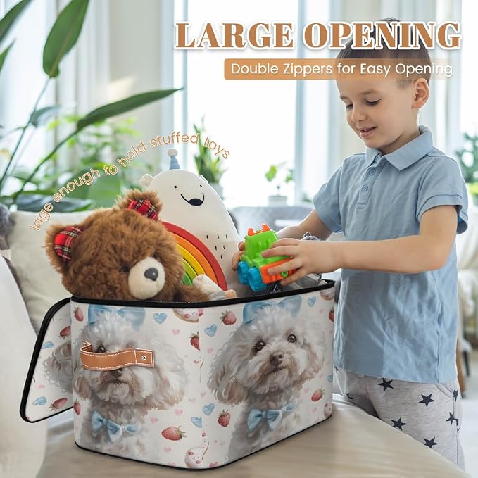 Cute Dog Storage Box with Zipper Lid
