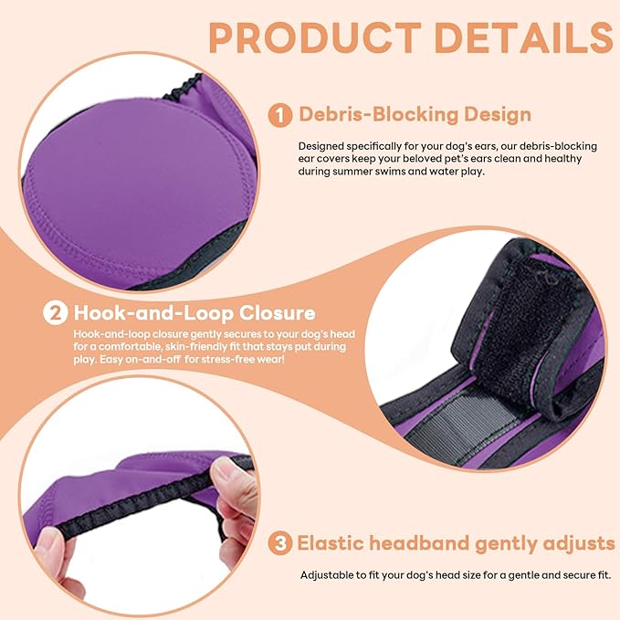 Dog Ear Muffs Noise Protection, Water-Resistant, No-Shake Ear Muffs for Grooming, Bathing, Swimming & Noise Relief