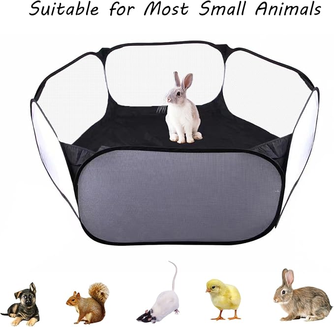 Small Animals Playpen, Portable Pop-up Open Interactive Pet Tent, Indoor Outdoor Fence for Rabbits, Guinea Pig, Hamster, Chinchillas, Kittens, Puppies