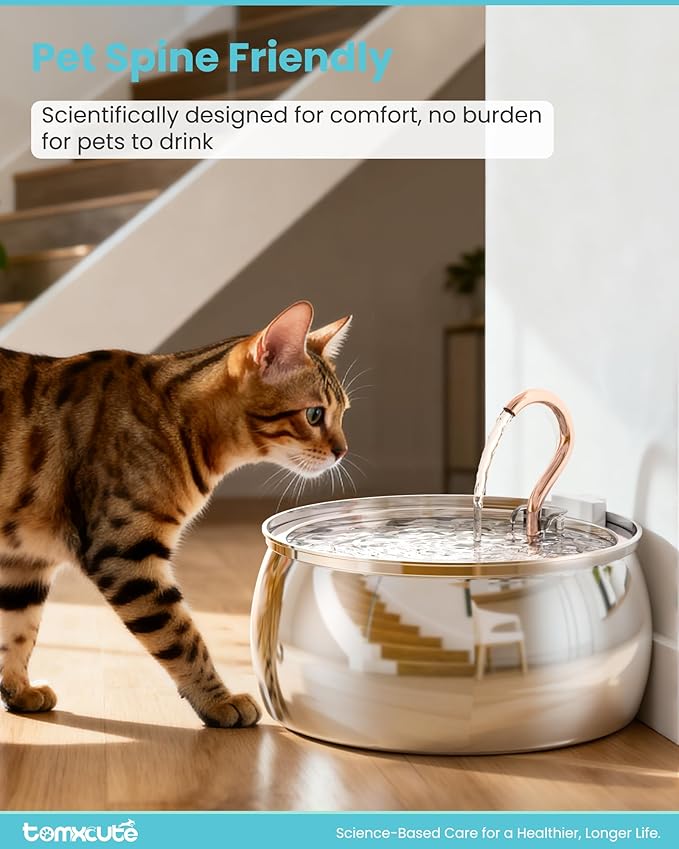 Tomxcute Swan Neck Cat Water Fountain - Elegant Swan Neck Copper Spout Design Cat Fountain for Drinking, 4.0L Large Capacity Ultra Quiet Kitty Drinking Fountain for Cats, Small Dogs, Multiple Pets