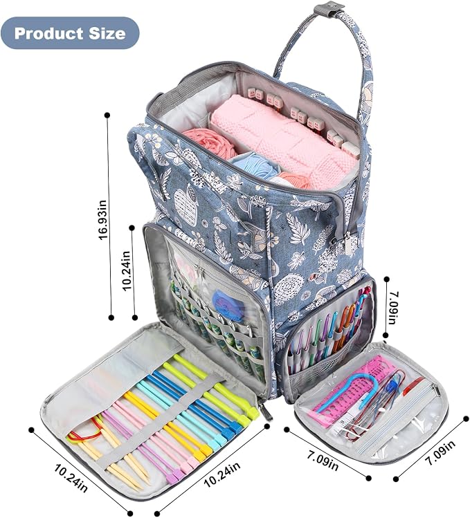 crochet bag,knitting bagBackpack and Tote Bag Storage Bag ，Large capacityYarn Storage Organizer Travel Crochet Bag Women Carrying Crochet Accessories Knitting Needles Crochet
