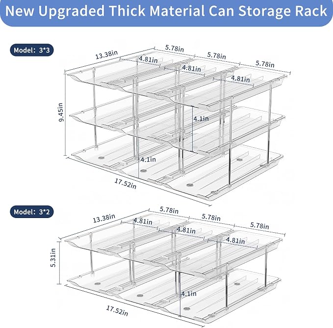 Jsyrjing 2 Pack 3-Tier Can Organizer for Pantry, Stackable Can Storage Rack | Modular Canned Food Organizer, Soda Can Organizer & Can Holder for Pantry, Cabinet and Counter Storage, Holds Food Cans