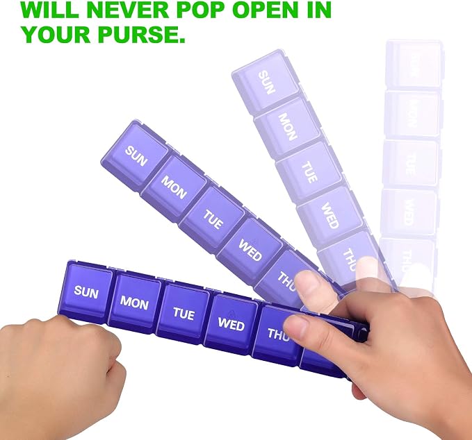 Pill Organizer Pink XL Extra Large Weekly ﻿ | Portable Medicine, Daily Pill Cases for Pills/Vitamin/Fish Oil/Supplements