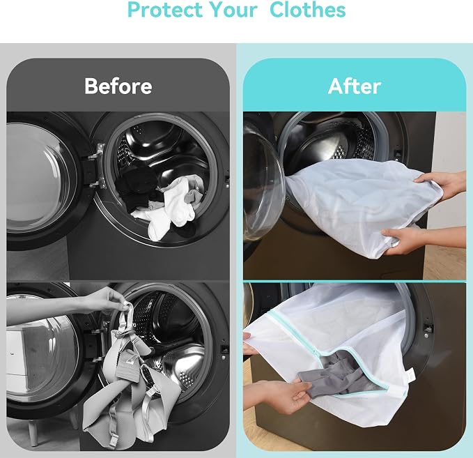 OTraki Mesh Laundry Bag for Delicates 20x24 inch Mesh Wash Bag for Washing Machine Zippered Net Laundry Bag for Bra Underwear College Dorm Home Don't Drying, Melting 140-176℉ White | Zippered Net Laundry Bag for Washing Machine Wash Bag for Bra Underwe...