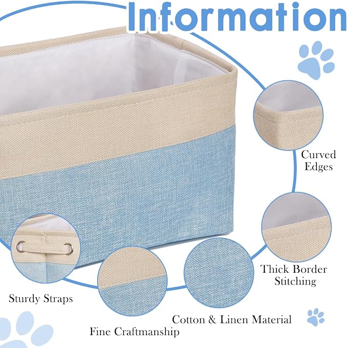 Ulico Personalized Pet Toy Storage Box, Collapsible Organizer with Handles, Custom Dog & Cat Toy Bin with Pet's Name - Blue