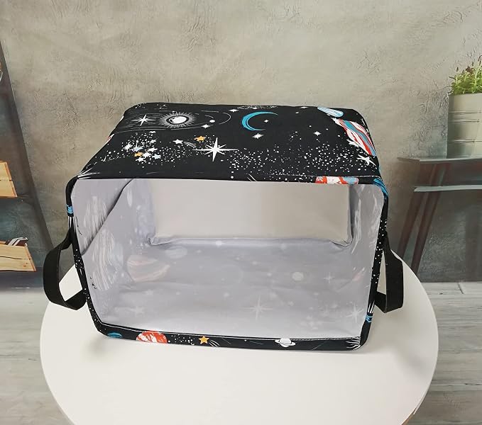 Storage Basket Home Shelf Basket Kids Organizer Box Clothes Laundry Hamper Nursery Bin Gift Laundry Basket with Handles for Home (Black Planet)