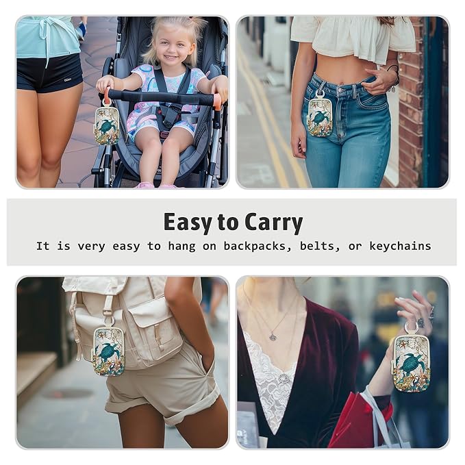 Hand Sanitizer Holder, Sea Turtle Spray Case Zippered Pouch | Keychain, Travel Size, Cute Fashion Accessory with Snap Hook, for Glow Mist and Power Mist 1FL OZ, Mini Small Pocket Clip on