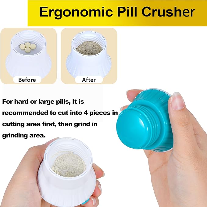 Pill Cutter and Splitter for Small or Large Pills - [3 in 1] - Tablets Crusher Grinder - Pills Cutter with Small Pill Box Organizer Giramika