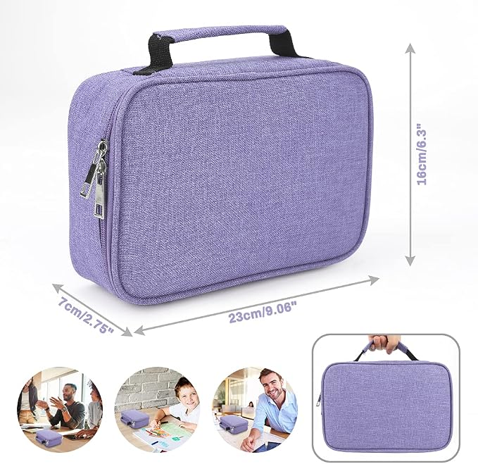 Number-one Large Capacity Pencil Case, 72 Slots Colored Pencil Pouch Bag Portable Pencil Holder Stationery Organizer with Compartments for Office and Travel, Purple