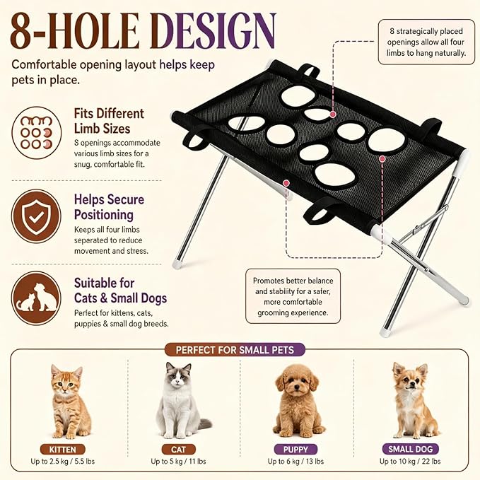 Pet Bathing Hammock for Dogs, Foldable Dog Bath Holder Sling Shower Chair | Pet Washing Station, Ear Cleaning, Bathing Use, Foldable Design, Secure Strap